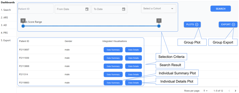 EHR-Int-Viz Search Interface
